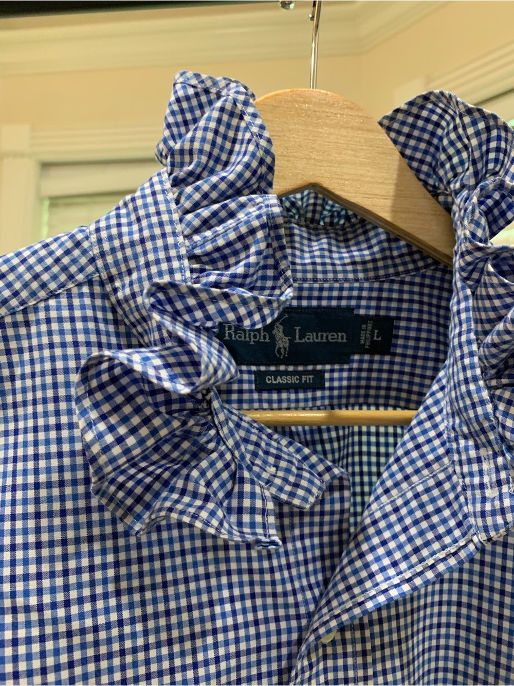 Ralph Lauren up-cycled for women Navy and White Check Dress Shirt - Picture 2 of 4